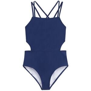 Kanu Surf Girls 12 Navy Blue Beach Sport Cut Out One Piece Swimsuit Beach K29-21